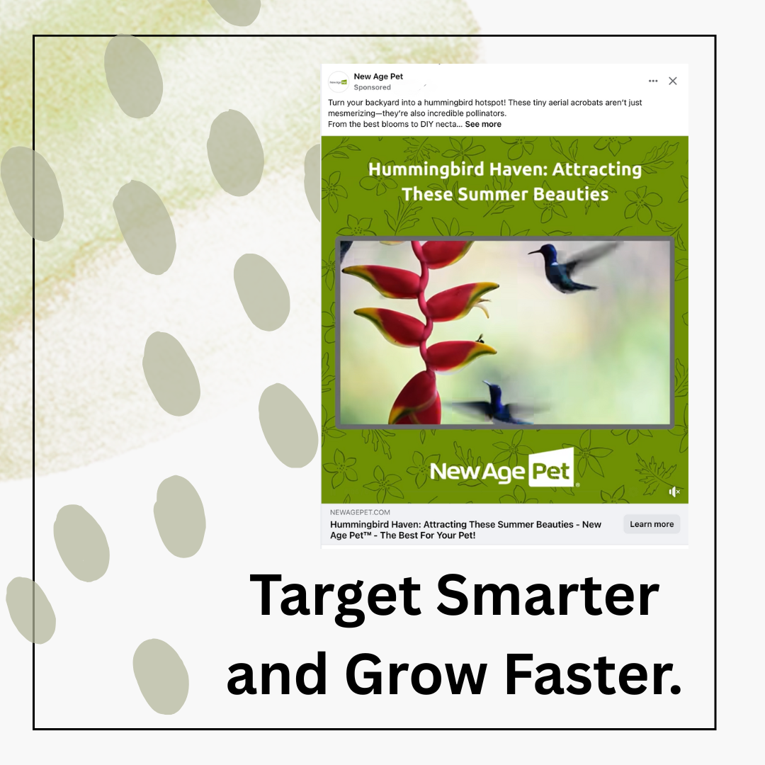 Screeshot of a social media ad with the words target smarter and grow faster written underneath